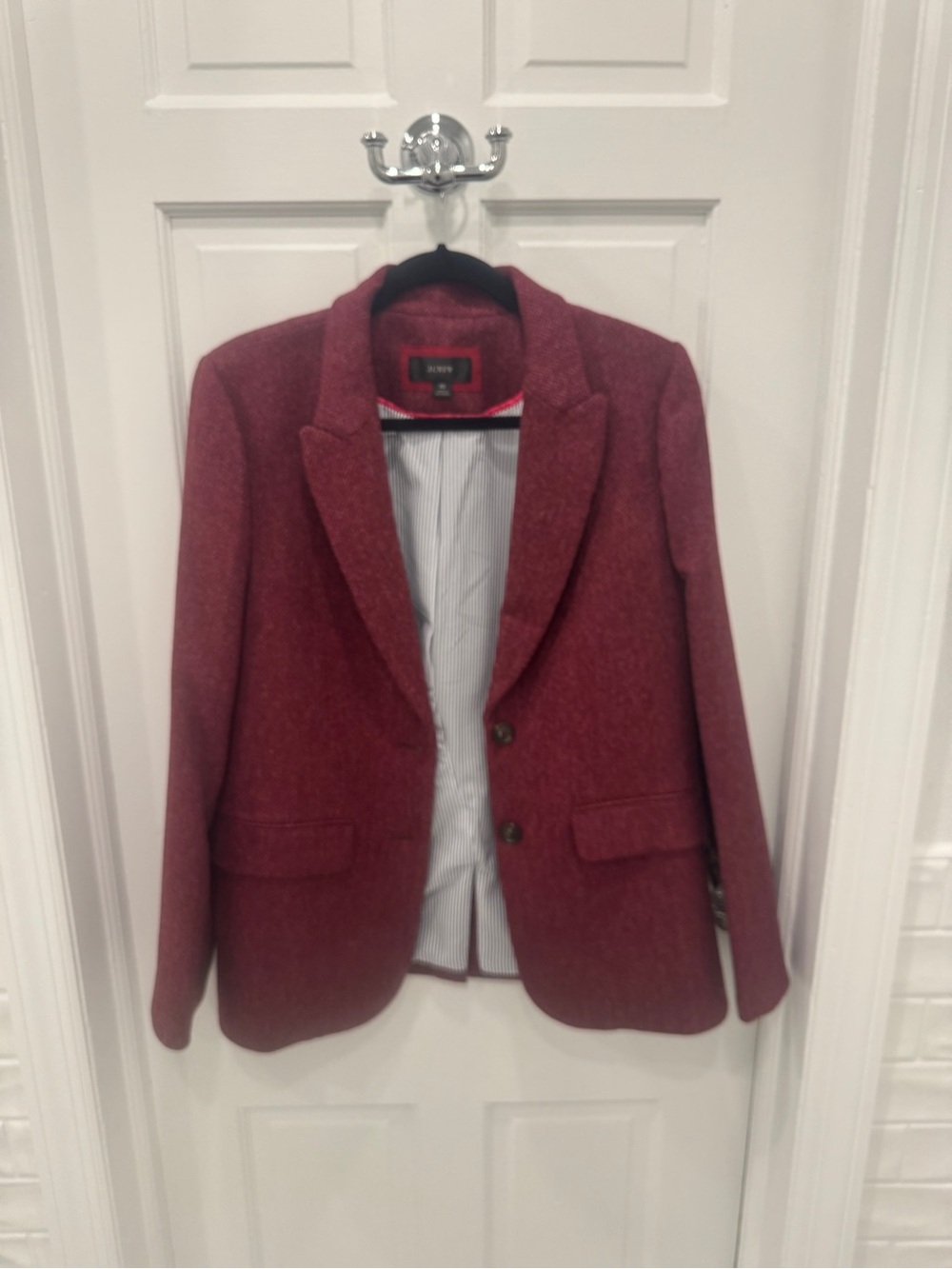 J. Crew Women's burgundy Herringbone Blazer - Picture 5 of 9